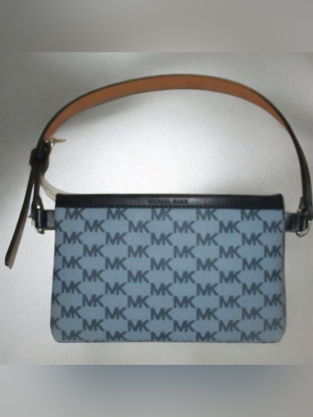 Michael Kors MK Monogram Belt Bag in Blue and Gray